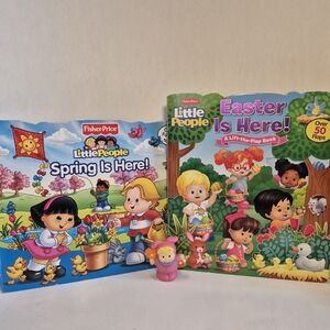 Little People EASTER IS HERE; SPRING IS HERE Lift The Flap Books & Bunny Figure